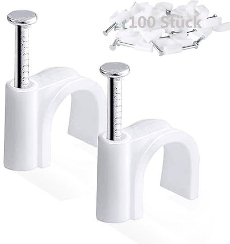 Lot de 100 serre-câbles ronds blancs de 10 mm - Bornes murales pour câbles électriques - Pour Ethernet, câbles électriques, multiprise murale