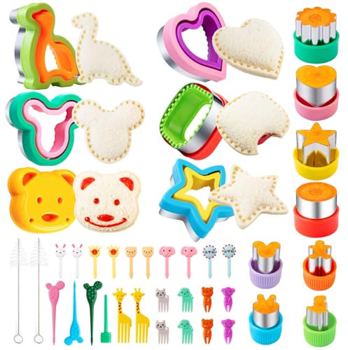 Cortadores de Galletas 40 Piezas, Nifogo Moldes de Galletas, Cortadores de Sandwich, Cortador de Frutas y Verduras Acero Inoxidable con Tenedores de Fruta