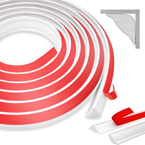 3M Flexible Zierleisten Selbstklebend Deckenleisten - 12mmx9mm - TPE Dreieck Deckenleisten Selbstklebend, Stuckleisten Wand Decke, Abschlussleiste Küchenarbeitsplatte, für Wandkanten, Fliesenkanten