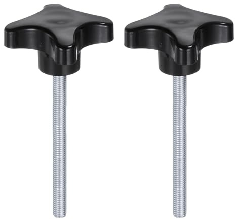QUARKZMAN 2 Stück Rändelschrauben mit Kreuzgriff M8 x 90mm Sterngriffschraube Kunststoff Knopf Verzinkter Kohlenstoffstahl Gewinde Klemmschraube Sterngriffmutter Klemmknopf für Maschine