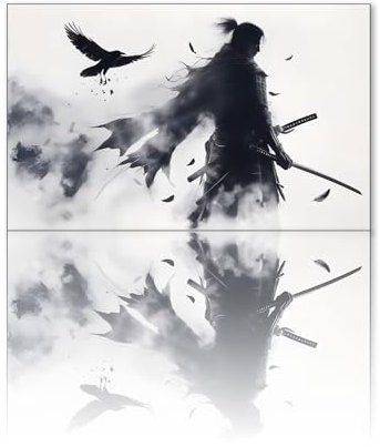 VTRXEG Japanische Samurai Bilder,Schwarz Weiß Samurai Porträt Poster,Samurai Wandbilder Dekorative Poster Kunstdrucke, Für Wohnzimmer Schlafzimmer Kein Rahmen (B, 40x60cm, Ungerahmt)