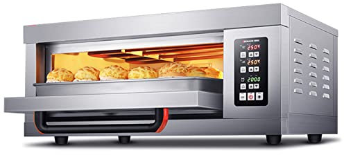 Forno Elettrico per Pizza Cucina A Un Piano per Cottura Commerciale Catering in Pietra Refrattaria con Timer, 3200 W, Acciaio Inossidabile, Forno per Pizza per Pane Domestico