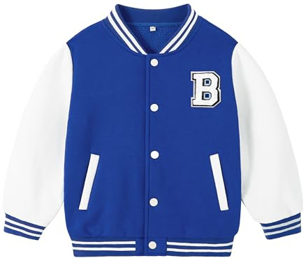 Volunboy Chaqueta de Béisbol para Bebé Niños, Varsity Style R J Abrigo para Otoño-Invierno