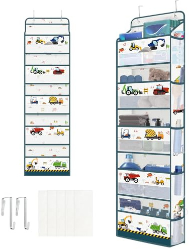 Clastyle Veicoli Edili Bianco Tür Hängeaufbewahrung Kinder Türorganizer | Hängeorganizer für Camping Bad Schrank Schlafzimmer Badezimmer Tür Organizer Spielzeug Windel