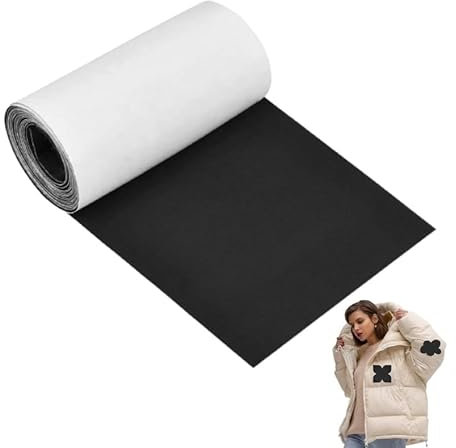 1 Rotolo Toppe Autoadesive in Nylon, 7,6×200CM Toppa Tessuto Autoadesiva, Nastro Riparazione Nylon, Patch di Riparazione in Nylon, Impermeabili, per Giacche, Zaini, Tende (Nero)