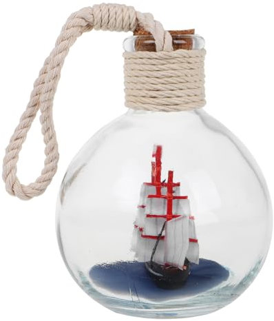 RORPOIR Nautical Decor Beach Sail Boat Bottle Ornament Glass Wishing Bottle for Coastal Room Decorations