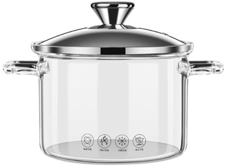 XYUERU Glastopf for Kochen mit Deckel, hitzebeständiger Suppentopf, transparenter Auflauf, Suppenschüssel, Glastöpfe for Suppe, Milch, Nudeln(3.5L)