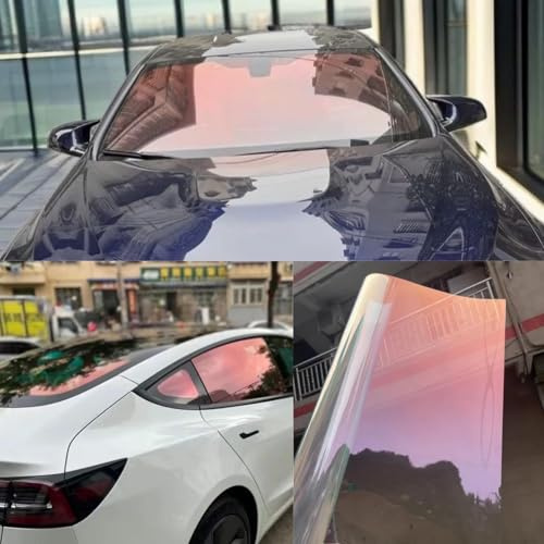 XhuangTech Autofenster-Tönungsfolie, 84% VLT Auto Tönung Rot, Auto Solarfolie 98% Anti-UVR Wärmeabstoßung UV-Blockschutz Fensteraufkleber, Autotönung Solarfolie für Windschutzscheibe, Seitenfenster