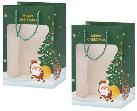 Ipetboom 2stücke Papiertüten für Weihnachtsgeschenke Tragetaschen zum Aufbewahren von Süßigkeiten und Geschenken Geschenktüten für Festtage