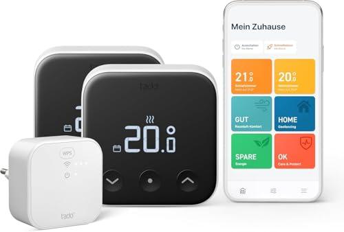 tado° Starter Kit X für Fußbodenheizungen - mit 2 Smarten Thermostaten X und Bridge X, Steuerung per App und Smart Speaker (Alexa, Siri, Google Assistant), DIY Installation, Matter & Thread