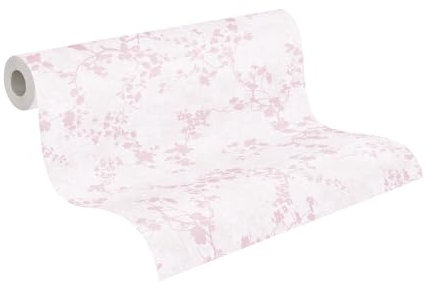A.S. Création Kinderzimmer-Tapete Lilly & Luis - Strapazierfähige Vliestapete in Äste-Optik - 10,05 m x 0,53 m - Creme, Rosa - Made in Germany – 770791