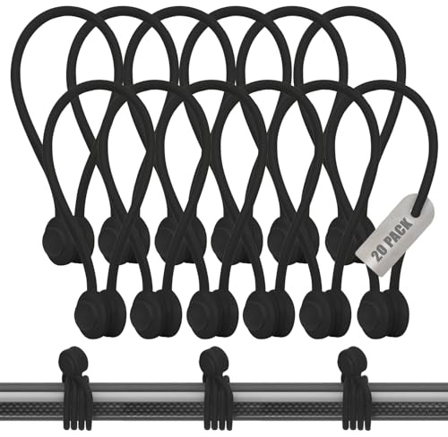 20 Pack Magnetic Cable Ties – Reusable Silicone Magnetic Ties for Wires, Cords & Chargers – Wrap & Snap Charger Cable Tidies – Wire Organisers & Desk Tidy Solution for Home & Office, Black