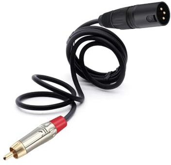 WHSDCZ RCA Connector Jack Male to XLR Male Cable OFC AUX Audio Cable Balanced For Amplifier Mixer(Rosso,1.5m)