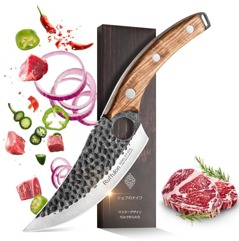Ruffulon Küchenmesser Scharf,Kochmesser,Japanisches Messer,Profi Messer Aus Hochwertigem Carbon Edelstahl,Fleischmesser,Hackmesser,Grillmesser Für Küche Und Outdoor,Ergonomischer Griff