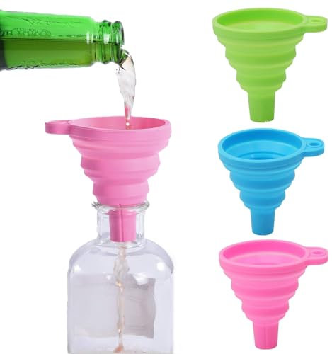 3Pcs funnels - rainbow colored small funnels - perfect for filling bottles and containers - kitchen funnel ideal for transferring liquids, powders