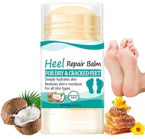 Cracked Heel Repair Cream - Ultra-Nourishing Coconut Foot Cream for Dry, Cracked Heels – Deeply Moisturizing Heel Balm Stick to Soften Skin. Natural Formula for All Skin Types