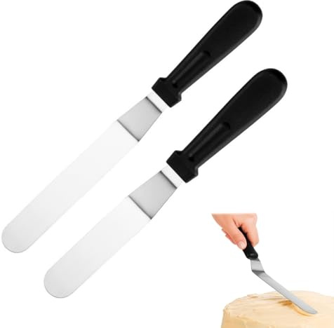 MUNZE Lot De 2 Spatules À Glaçage Coudées Professionnelles Avec Lames En Acier Inoxydable, Spatule À Pâtisserie, Pour Décorer Gâteaux, Pâtisseries Et Pâtisseries.
