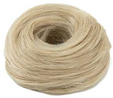 jianjunchaling syntetiska hårknutsförlängningar, elastiska släta hårgummin, hårdelar, chignon, munk, hög stickning, hårstycken för kvinnor hårponnytail för kvinnor flickor (askblond)