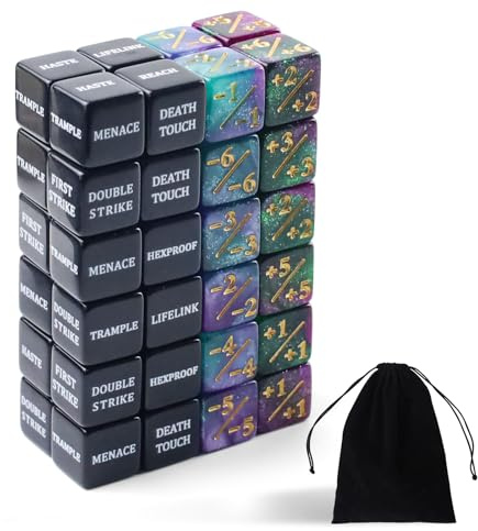 Würfel Zähler, Acryl Token Gezinkte Würfel Set,Schlüsselwörter Zählerwürfel | 48 STK Fähigkeiten Loyalität Cube Würfel MTG Zubehör für MTG TCG-Kartenspiel Tischspiele