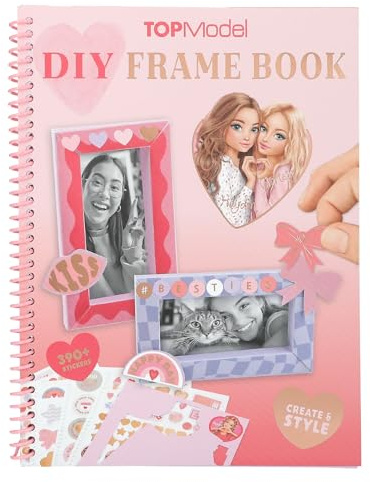 Depesche 13777 TOPModel DIY Frame Book - Bastelbuch zum Falten bunter Bilderrahmen, Kreativbuch inkl. 6 Stickerbogen mit Accessoire-Aufkleber
