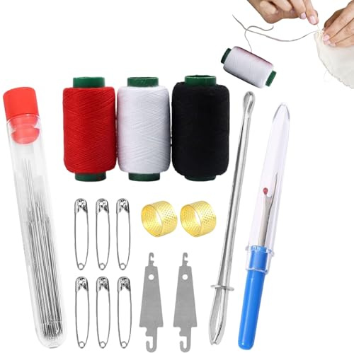 Kit de Agujas de Coser de Acero - Compacto Con Dedales | Agujas Para Costura A Mano Con - Para Estudio Hogar Viaje Residencia Madre Abuela Amigos Principiantes Profesionales