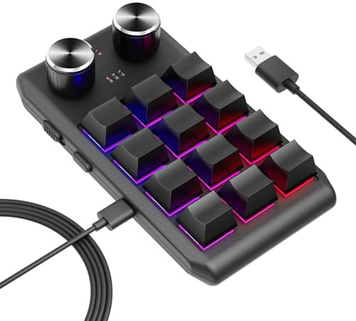 Wireless One Handed Gaming Keyboard Custom Macro 12-Key uwBT Red Hot-Swappable for Design