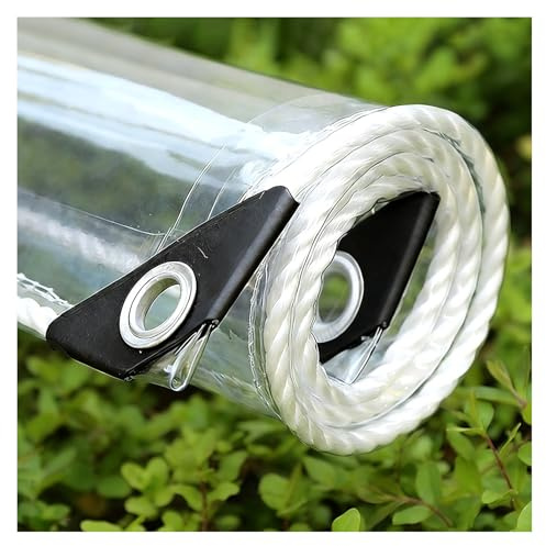 Lona Transparente Exterior alouweekuky - Lona Transparente con Ojales, 20 Mil PVC Impermeable 450 g/㎡, para Exterior, Camping, Balcón, Cenador y Jardín (2 x 2 m)