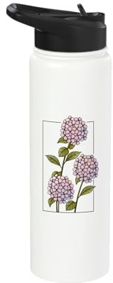 Floral Aesthetic Gardening Hydrangea Hortensia Flower Stainless Steel Insulated Water Bottle