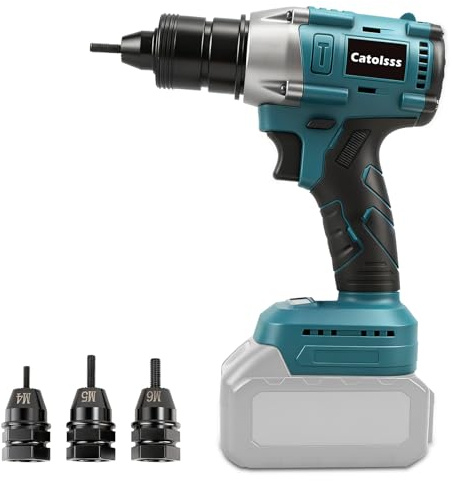 Remachadora de batería compatible con Makita 18 V, herramienta de remachado eléctrico sin escobillas con tres modos, para remaches M4/5/6, obras, reparaciones de automóviles y bricolaje (sin batería)