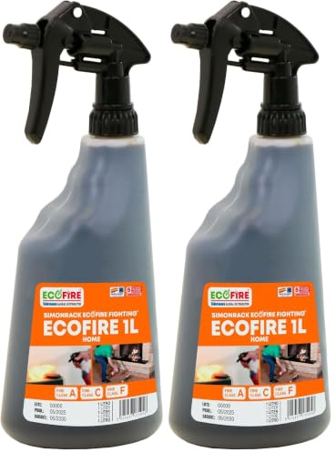 ECOFIRE Fighting Equipo Extinción de Fuegos ABCDK, Hogar 1 litro, Apaga Fuegos Baterías Litio, Ecológico (Paquete de 2)