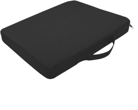 EXTRWORY Cuscino per sedile dello stadio con manico, in tessuto impermeabile, con cerniera, 5 cm di spessore, per sport all'aria aperta, concerti, nero, 42 x 32 x 5 cm (nero)