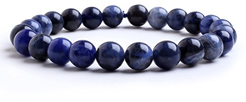 Candyfancy Amethyst Tigerauge Rosenquarz Lavastein Aquamarin Bergkristall Cyanit Armband Perlen 8MM Beads Elastisch Natürlich Stein Armbänder Damen Herren