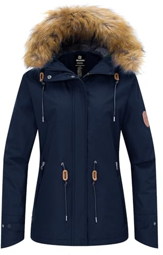 Wantdo Giacca da Ciclismo Sport Giubbotto da Viaggio a Vento Cappotto da Escursionismo Outdoor Parka in Pile Imbottita Calda Donna Blu Verde XL