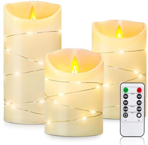 Yinuo Mirror Bougies Led Flamme Vacillante avec Piles Avec Minuterie à Effet De Verre à Distance, Alimentation par Piles, pour Décoration Mariage, Eglise, Chambre, Soirée et Jardin