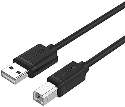 UNITEK Cavo da USB A a USB B (maschio-maschio) I 2 metri, standard USb 2.0, PVC, 28AWG, 100% rame, nero I Cavo dati per stampanti/speciali compatibile con PC, Notebook