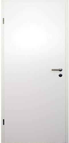 HORI Zimmertür Komplettset mit Zarge und Türdrücker I Innentür CPL Weiß I Höhe 198,5 cm I Anschlag, Breite und Wandstärke wählbar - DIN links - 1985 x 610 x 120 mm
