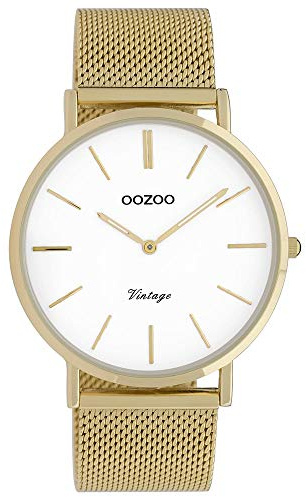 Oozoo Vintage Herren Uhr - Armbanduhr Herren mit 20mm Mesh Armband - Analoge Herren Armbanduhr in rund - auch als Damen Uhr passend