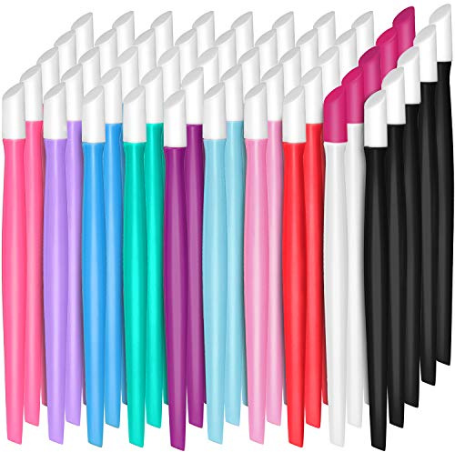 Yaomiao 50 Pieces Rubber Nail Cuticle Pusher Bulk Plastic Handle Fingernail Cleaner Nail Art Tools for Men and Women Christmas Giving