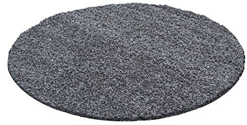 Exquisiter Hochflor-Teppich - Weich, Flauschig und Pflegeleicht, Rundes Design für EIN Gemütliches Wohnzimmer Ambiente, Premium Shaggy Flokati Teppich, Größe:Ø 80 cm Rund, Farbe:Grau