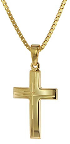 trendor Anhänger Kreuz 585 Gold (14 Karat) mit goldplattierter Kette