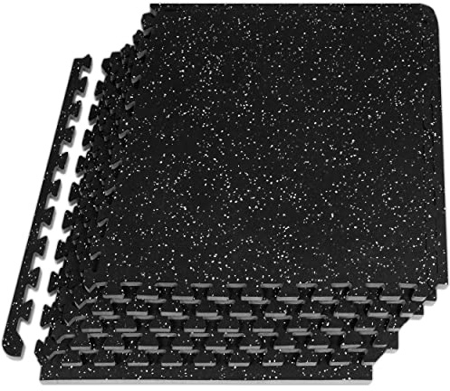 ProsourceFit Rubber Top Exercise Puzzle Mat ½-in and ¾ inch Eva Foam Interlocking Tiles for Home Gym Protective Flooring for Equipment and Workouts