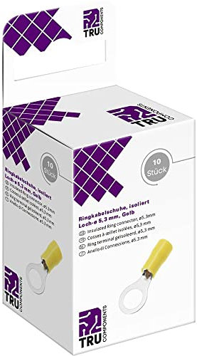 TRU COMPONENTS T2010C294 Capocorda ad anello Sezione Max=6.0 mm² Ø foro=5.3 mm Parzialmente isolato Giallo 10 pz.
