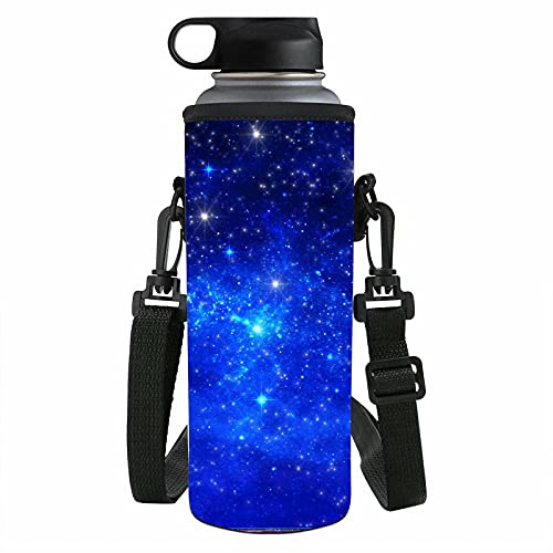 NETILGEN Sac de transport isotherme en néoprène pour bouteille d'eau Motif espace étoilé Pour adultes et enfants Voyage, camping, marche, randonnée, course à pied