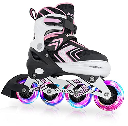 Nattork Adjustable Inline Skates for Kids with Full Light Up Wheels,Outdoor & Indoor Illuminating Roller Skates for Boys and Girls