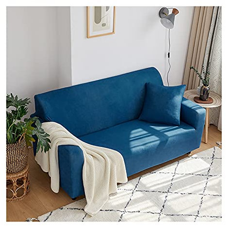 AMDXD Sofabezug 1 Sitzer, Einfarbig Sofa Stretchhusse für Wohnzimmer, in Polyester, Anti-Rutsch, Elastischer, Dunkelblau