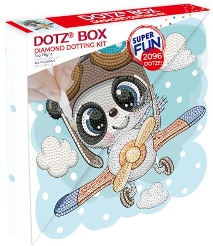 DIAMOND DOTZ DBX.037 - Original 5D Diamond Painting Set DOTZ BOX Top Flight, Kreativset mit 2.096 Diamant Mosaiksteinen, Malset ca. 22 x 22 cm, DIY Komplettset für Kinder ab 8 Jahren, Blau