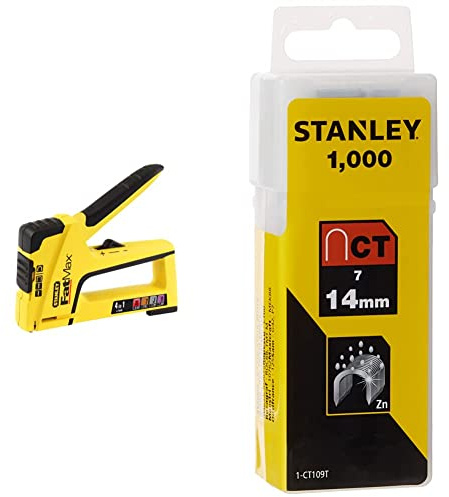 Stanley - AGRAFEUSE TR 400 CORPS ABS FATMAX - FMHT6-70411 & 1-CT109T Agrafe cavalier 14 mm Type 7 Boîte 1000 pièces