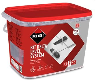 RUBI 3957 - Kit Delta Level System 1,5 mm (3-12 mm) | Le set comprend : 1 pince, 100 colliers de serrage et 100 cales de nivellement réutilisables, système pour faciliter la pose en céramique de grand