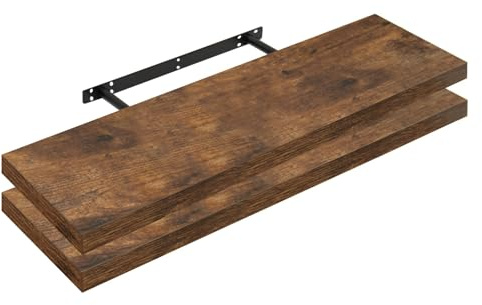 WOLTU 2X Wandregal Wandboard Bücherregal Regale für Deko Wandablagen aus MDF Holz, 2er Set Hängeregal Vintagebraun, 80x22,9x3,8cm RG9318hov-2