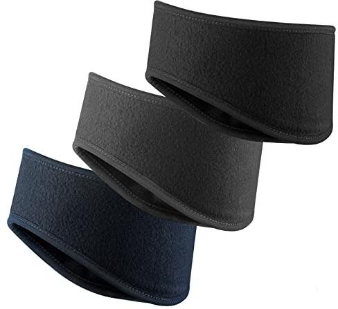 Violetfox Ear Warmers Headband, Fleece Earmuffs Running Headband Winter Ear Covers Moisture Wicking Sweatband Ski Sport Headband for Men & Women (Black, Gray, Navy)
